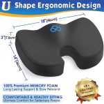 TushGuard Seat Cushion for Office Chair Memory Foam Non-Slip Desk Chair Cushion Back, Coccyx, Sciatica, Tailbone Pain Relief Butt Pillow for Office Chair, Car, Wheelchair, Black - Image 7